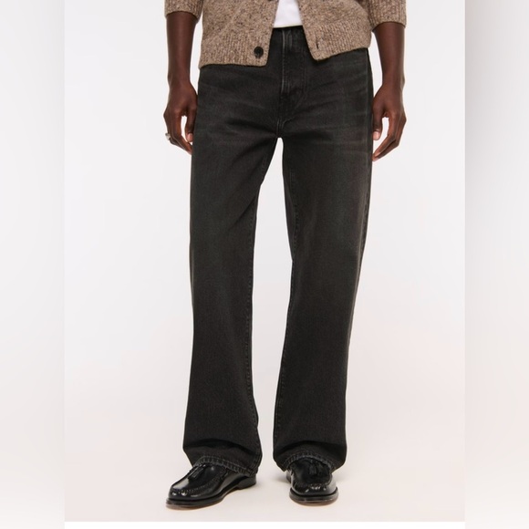 Abercrombie & Fitch rigid baggy Straight Jean Black Wash 34 x 34 denim - Picture 1 of 6